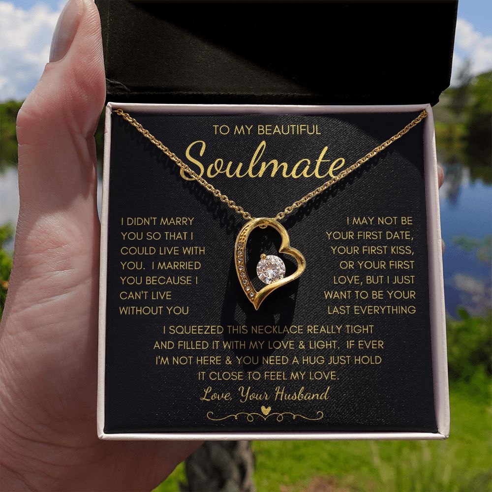 To My Beautiful Soulmate | Forever Love Necklace Yellow Gold Finish | Soulmate gift, Anniversary gift, Gift for soulmate Wife necklace