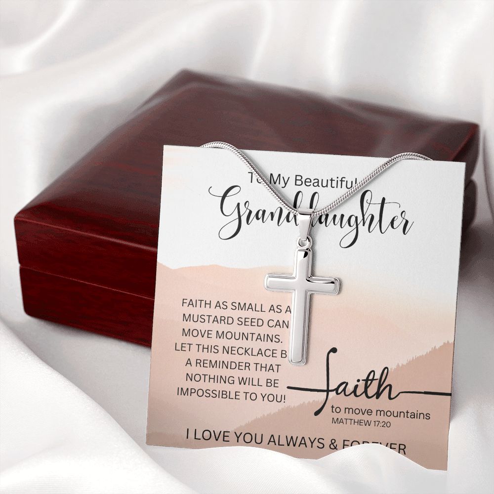 To My Beautiful Granddaughter | Stainless Steel Cross Necklace