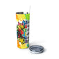 Autism Always Unique Totally Intelligent Sometimes Mysterious Skinny Steel Tumbler with Straw, 20oz