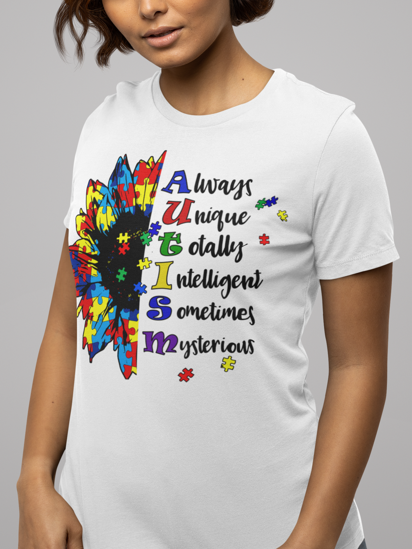 Autism with half Sunflower T-Shirt
