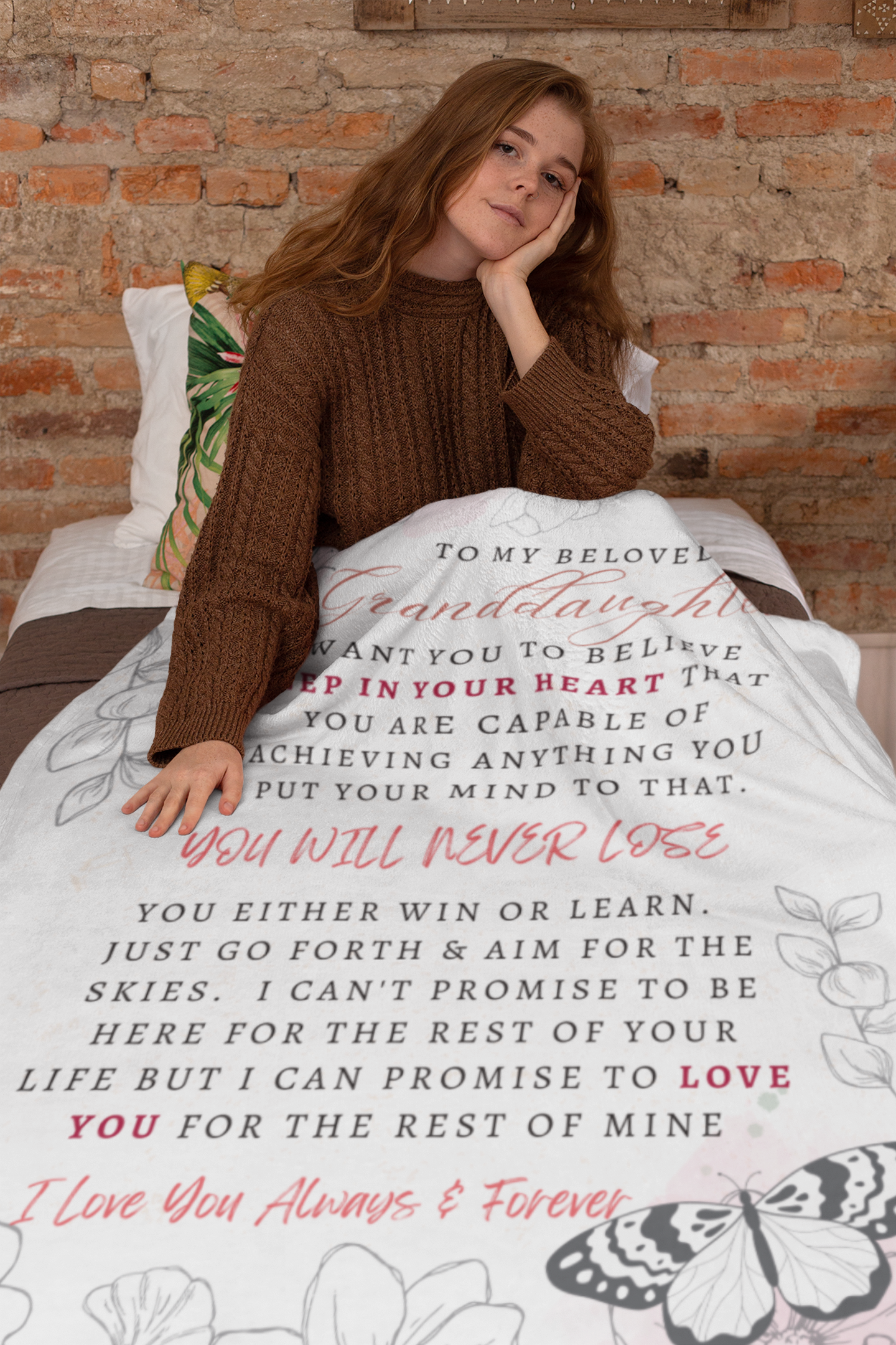 To My Beloved Granddaughter | Cozy Plush Fleece Blanket - 30x40 | Granddaughter gift To my granddaughter Birthday gift Gift from grandma For granddaughter Granddaughter gifts