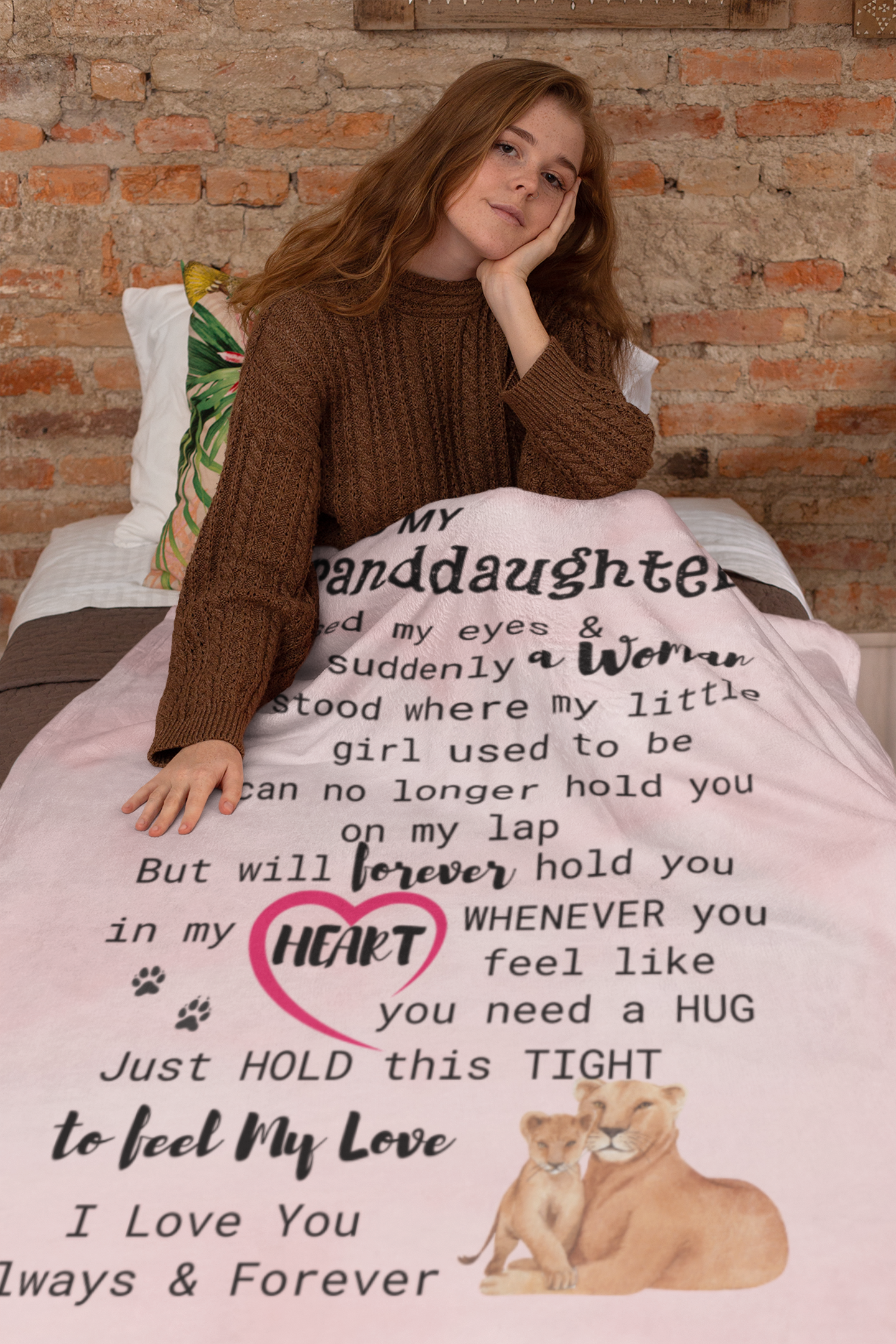 To My Granddaughter | Lion Cozy Plush Fleece Blanket - 30x40 | Granddaughter gift, Birthday gift, Gift from Grandma, Gift from Grandpa