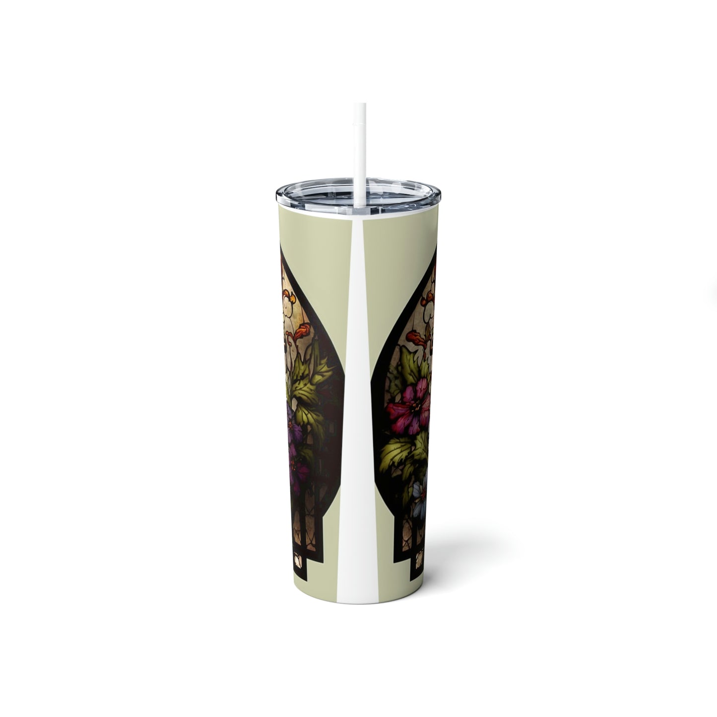 Cross-Stained Skinny Steel Tumbler with Straw, 20oz