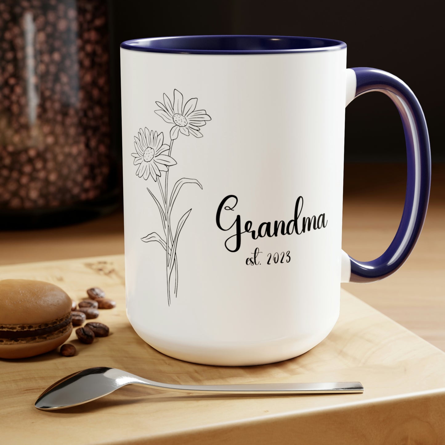 New Grandma's Mug,Birth Month Flowers, New Mom Mug, Gifts for Mimi, Birth Month Flowers,Personalized Mug Coffee 15oz