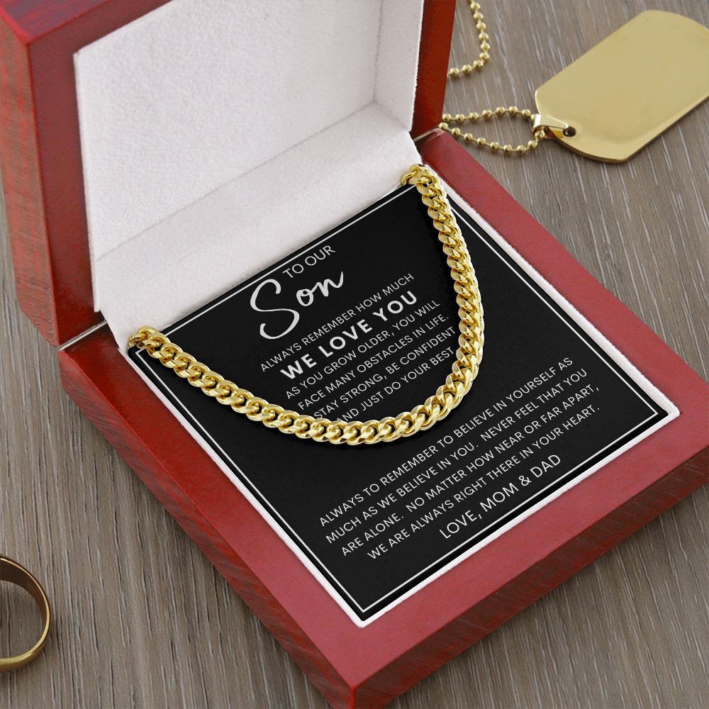 To Our Son | Cuban Link Chain To Our Son Bracelet, Son Birthday Gift, Gift To Our Son,Gifts For Him Gift for Son from Mom,To My Son Necklace