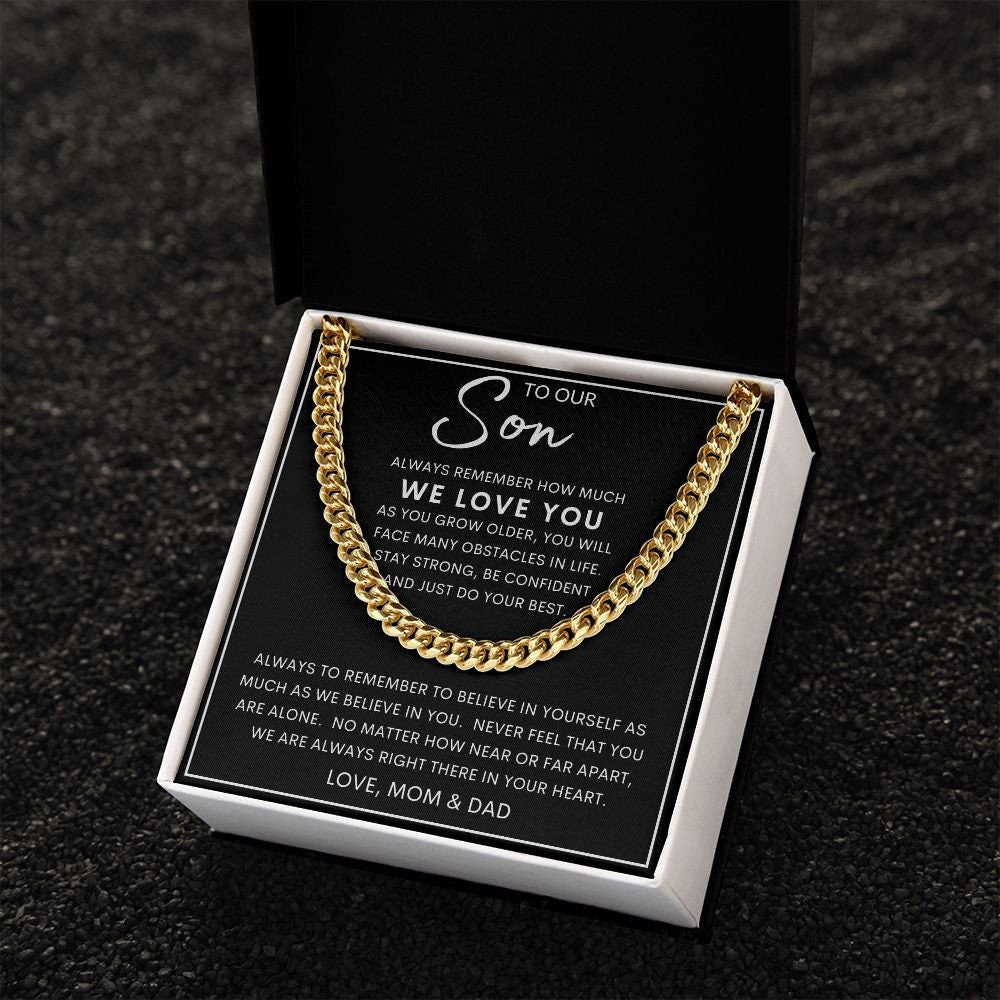 To Our Son | Cuban Link Chain To Our Son Bracelet, Son Birthday Gift, Gift To Our Son,Gifts For Him Gift for Son from Mom,To My Son Necklace