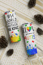 I Love Autism Skinny Steel Tumbler with Straw, 20oz