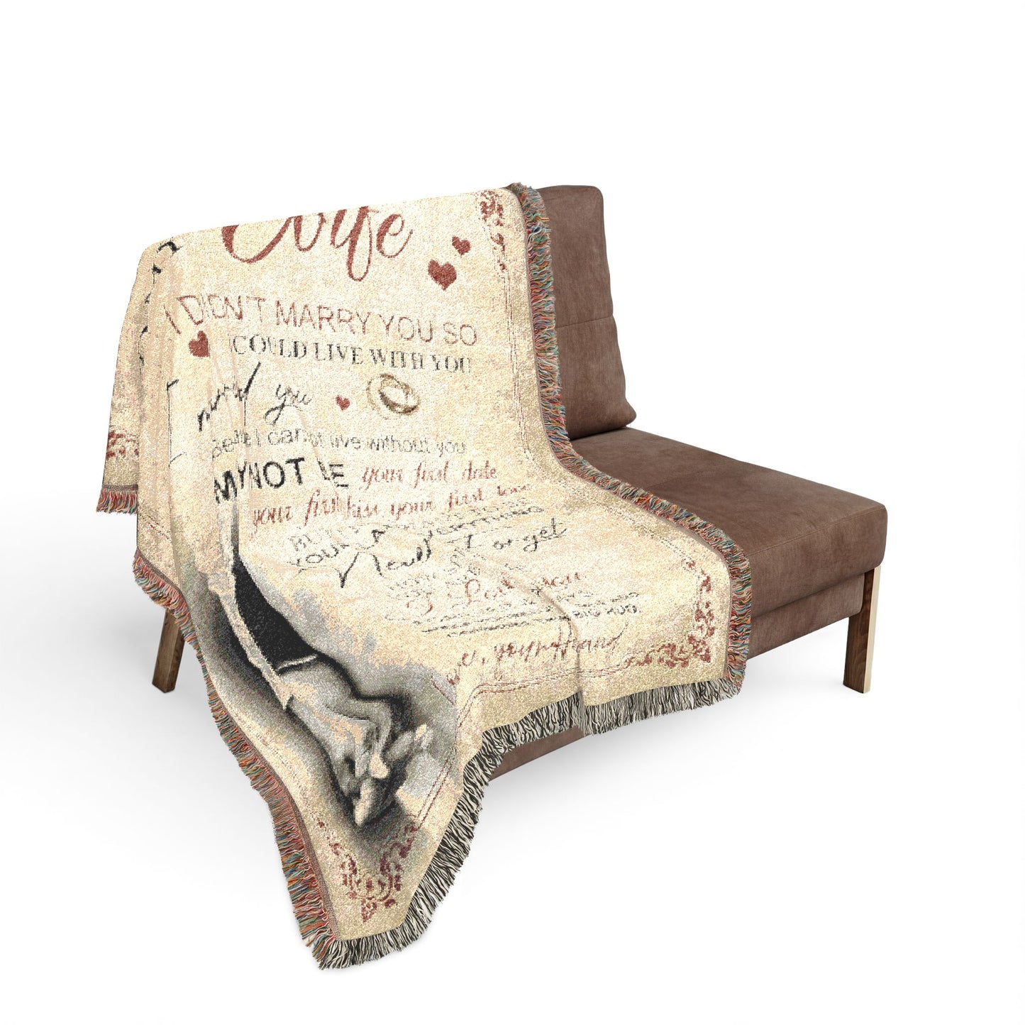 Romantic Woven Blanket Gift for Wife, Anniversary Wedding Blanket