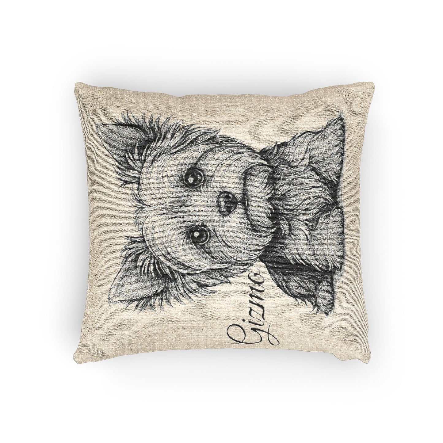 Throw Pillow - Handcrafted Yorkie Portrait Woven Pillow with Name
