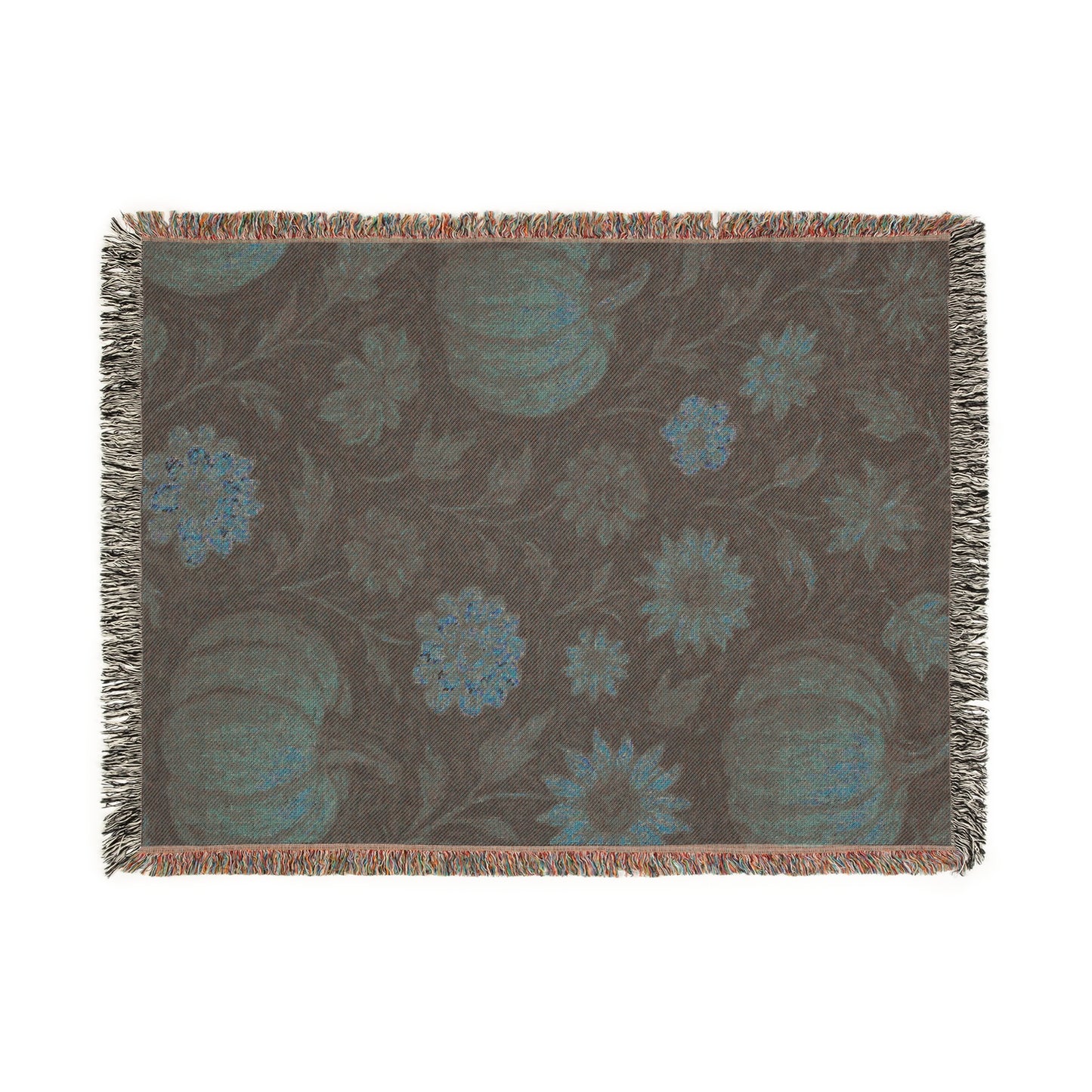 Fall Floral Throw Blanket, Autumn leaves Woven Blanket, Retro Halloween Decor, Cozy Couch or Reading Nook Blanket