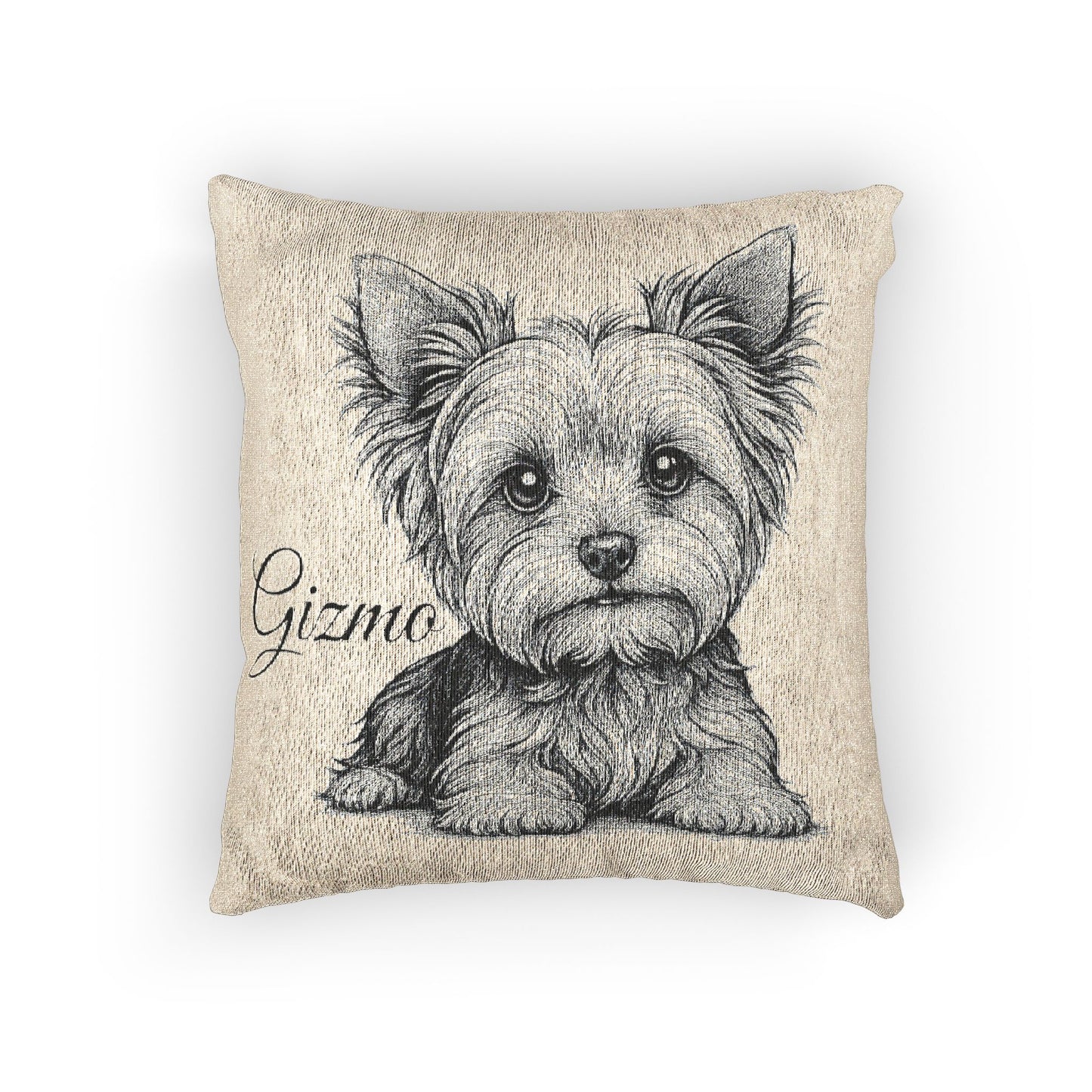 Throw Pillow - Handcrafted Yorkie Portrait Woven Pillow with Name