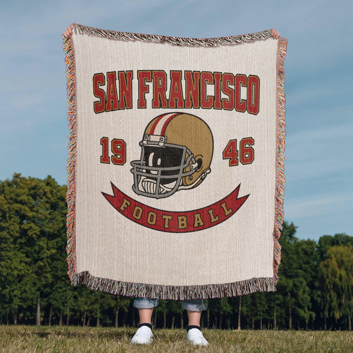 San Francisco Vintage Football Woven Blanket — 1946 Helmet Throw