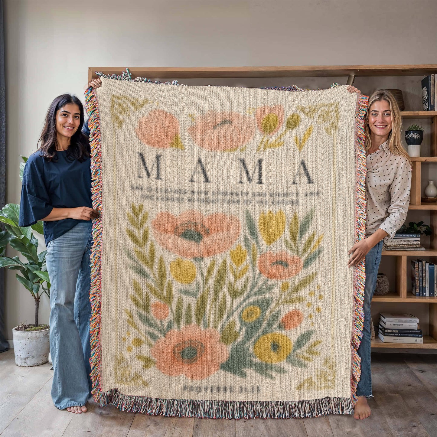 Custom Mom Woven Blanket, Personalized Mothers Day Gift for Mom, Grandma Mother's Day Gift