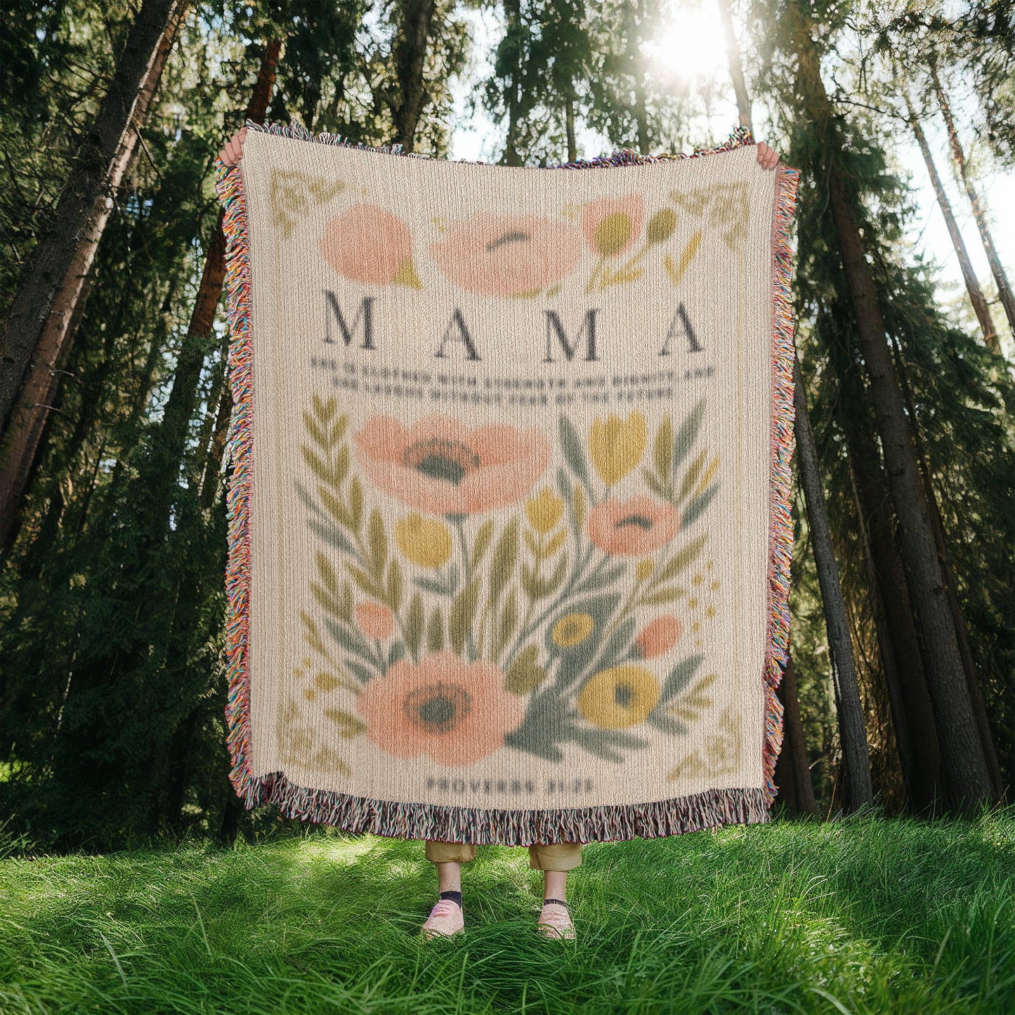 Custom Mom Woven Blanket, Personalized Mothers Day Gift for Mom, Grandma Mother's Day Gift