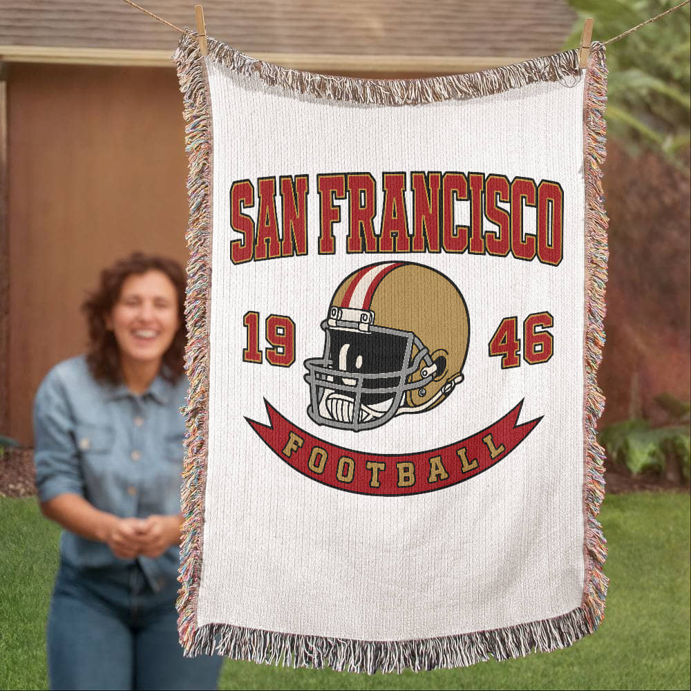 San Francisco Vintage Football Woven Blanket — 1946 Helmet Throw