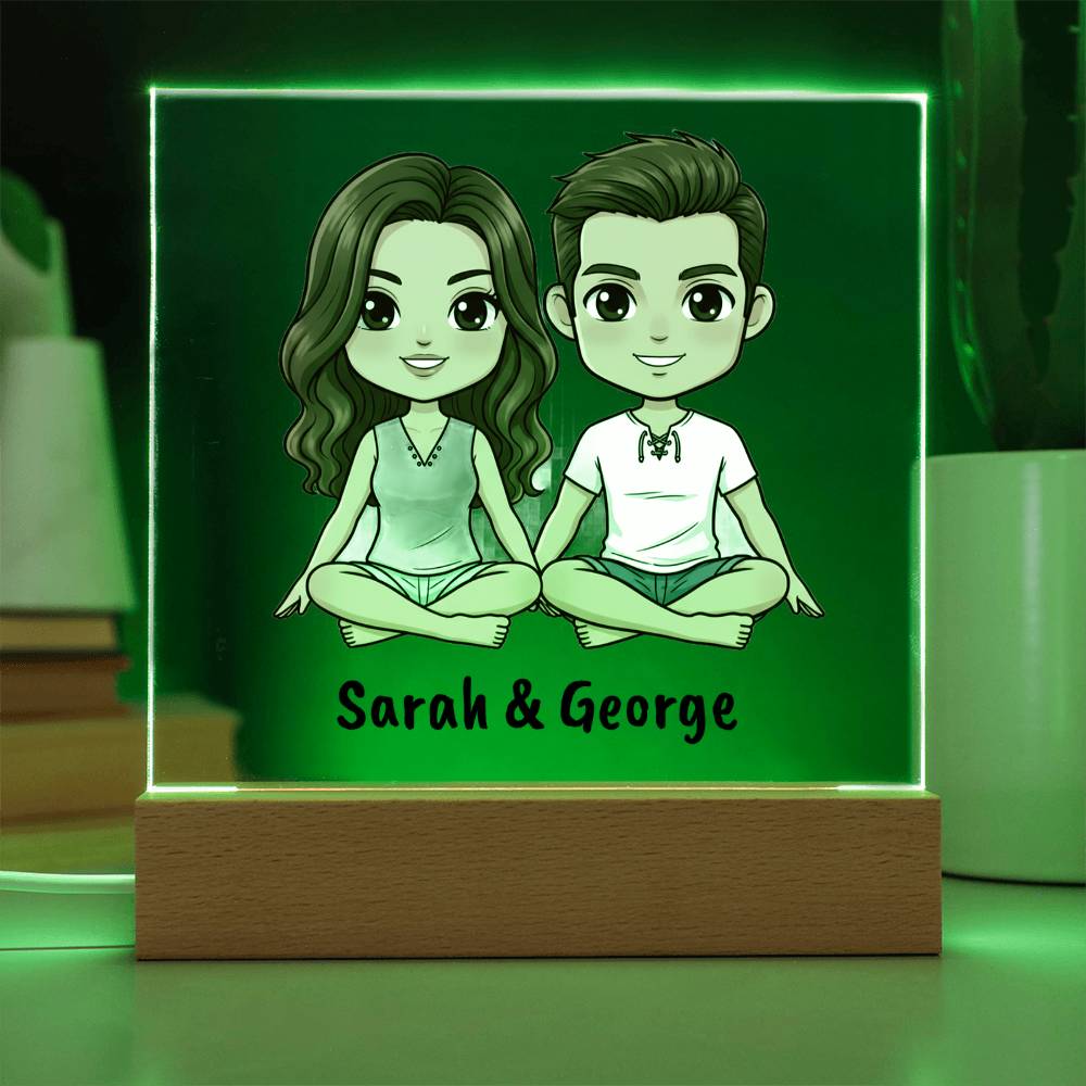 Personalized Couple Acrylic Plaque | Custom Chibi Style | Anniversary Gift