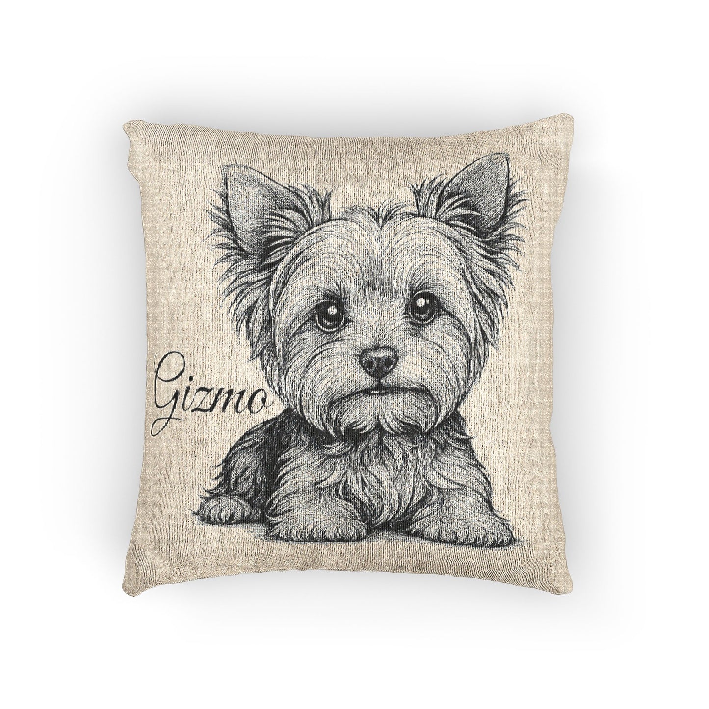 Throw Pillow - Handcrafted Yorkie Portrait Woven Pillow with Name