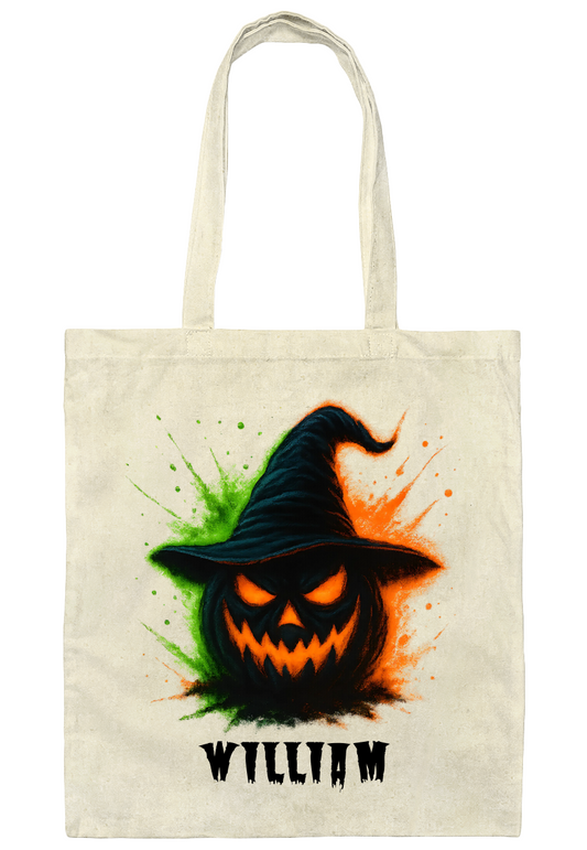 Custom Halloween Name Tote Bag, Trick Or Treat Tote Bag, Personalized Halloween Bag, Candy Tote Bags, Kids Spooky Candy Bags, Halloween Gift