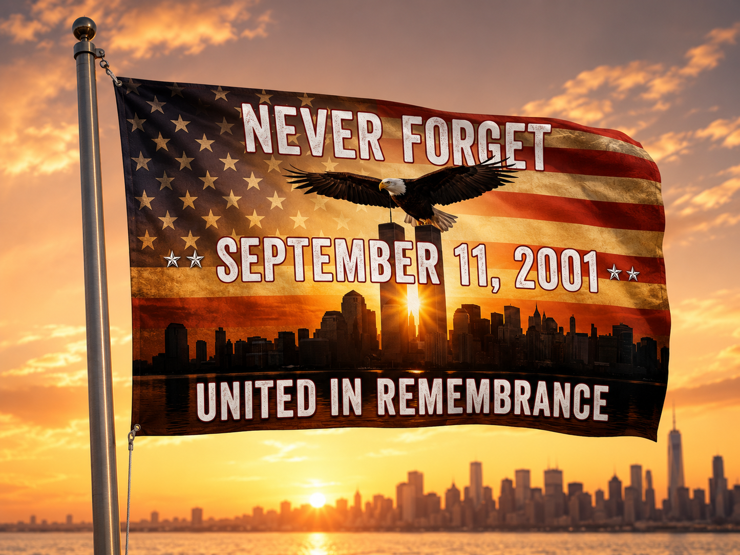 United in Remembrance September 11 Memorial Flag