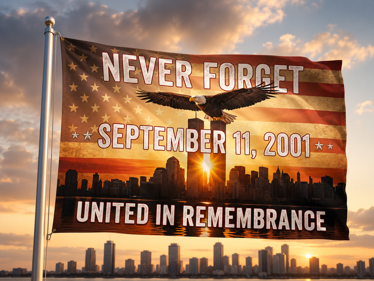 United in Remembrance” September 11 Memorial Flag