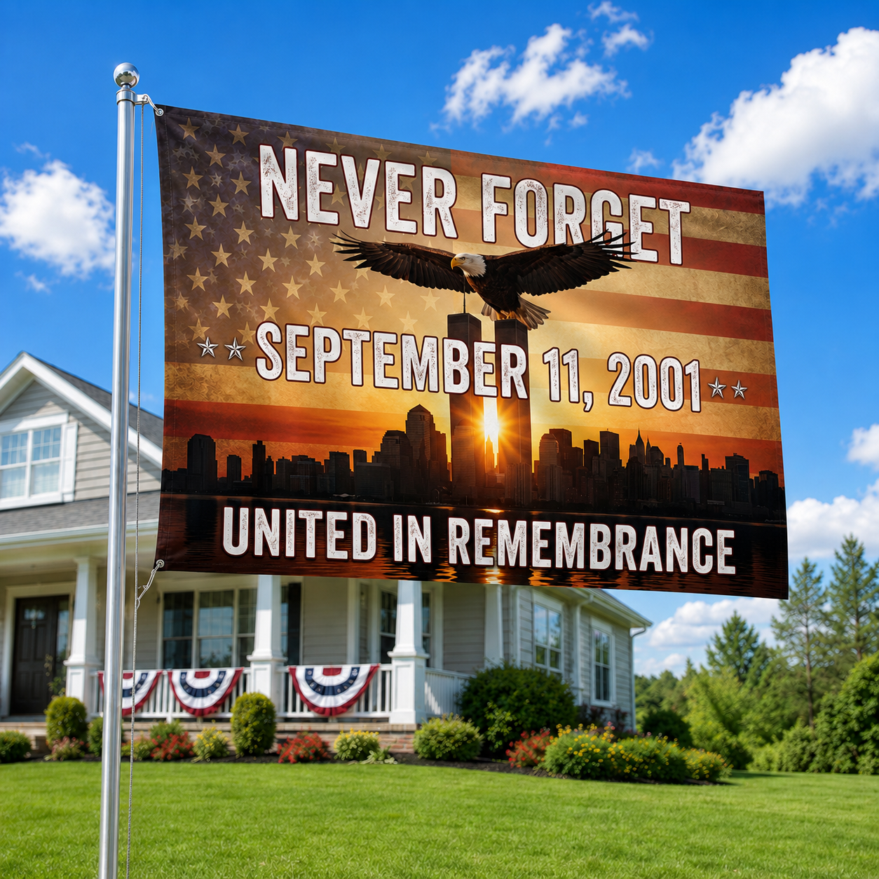 United in Remembrance” September 11 Memorial Flag