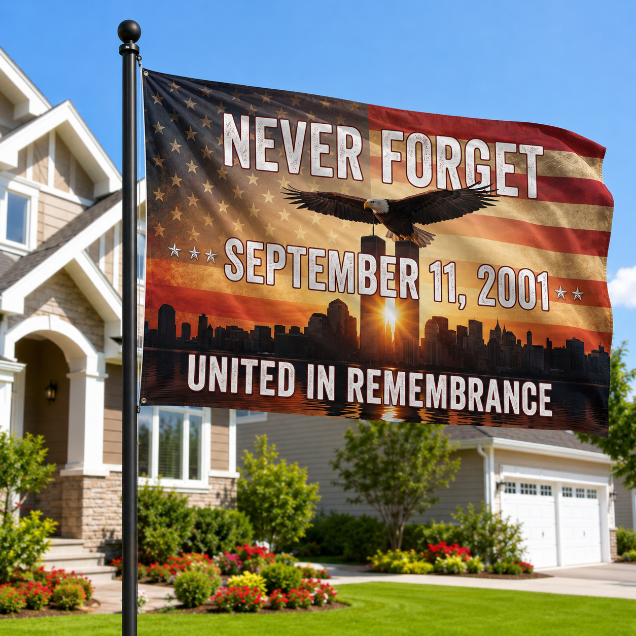 United in Remembrance” September 11 Memorial Flag