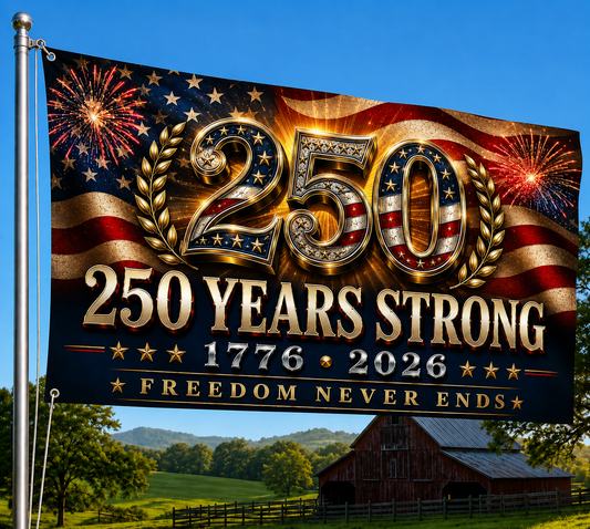 America 250 Years Strong Patriotic House Flag