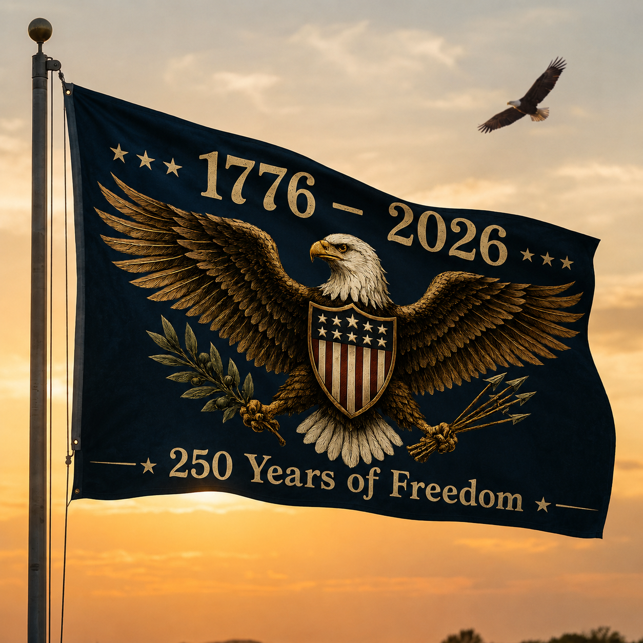 1776–2026 Eagle Crest American Flag