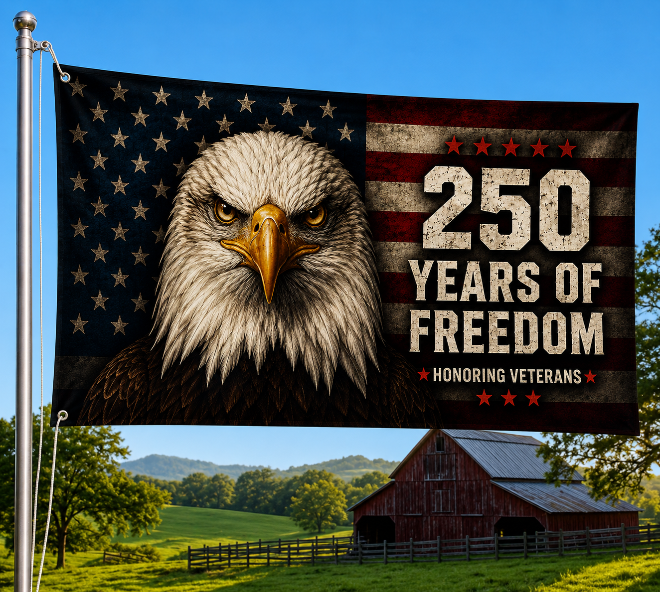 250 Years of Freedom Eagle Veteran Flag