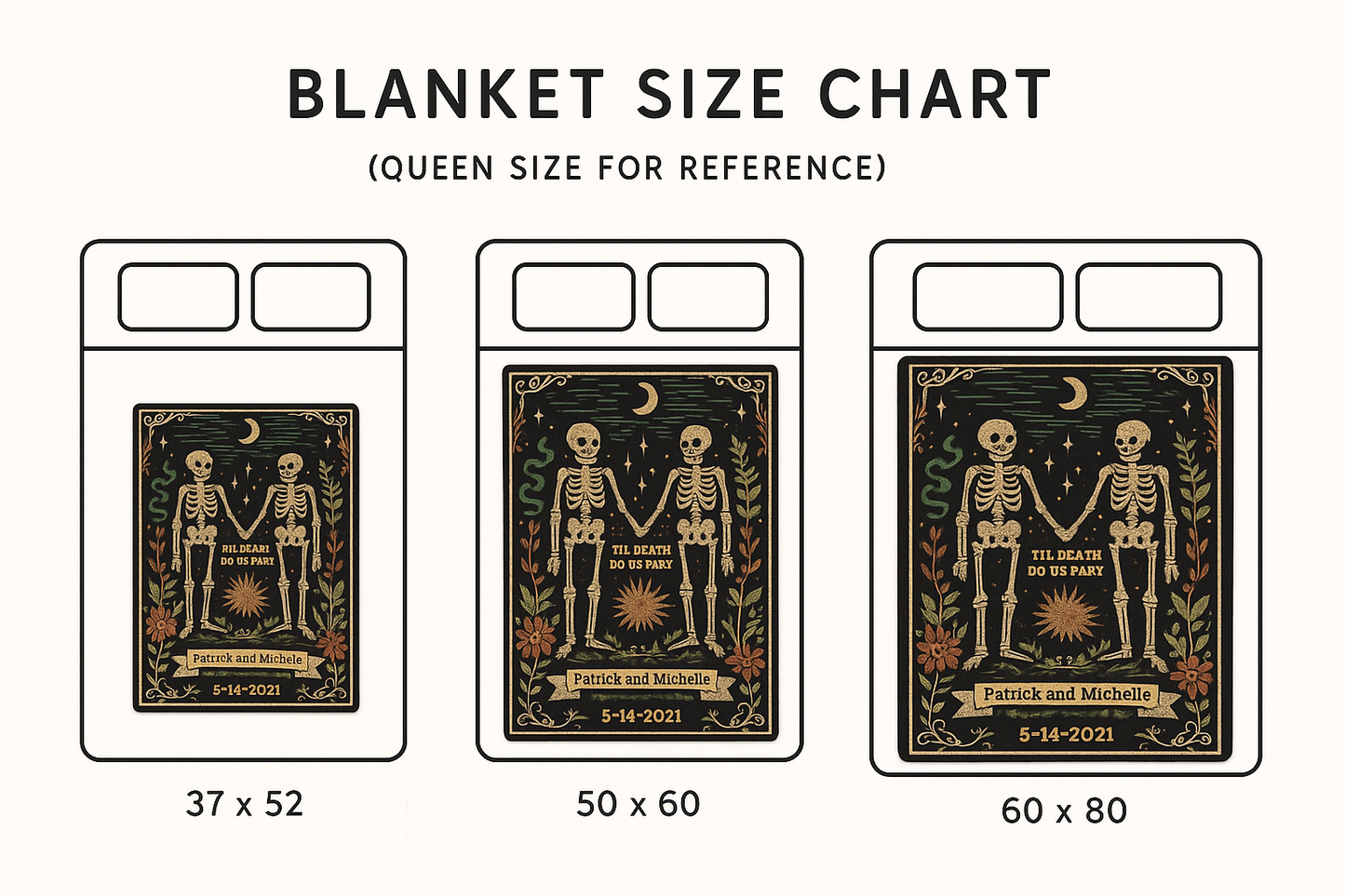 Skeleton Couple Blanket 'Til Death do us Part' Woven Tapestry