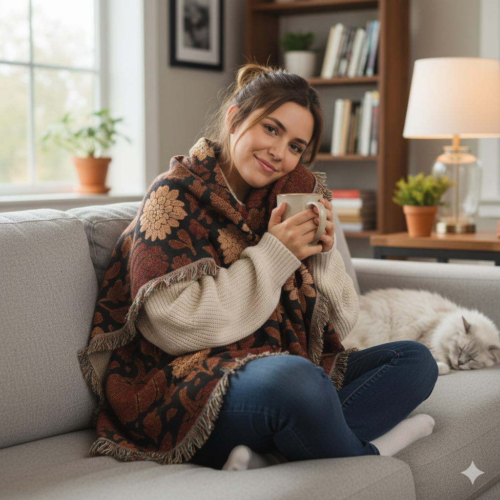 Cozy Floral Woven Blanket - Perfect for Home Decor, Fall Decor, Couch Throw