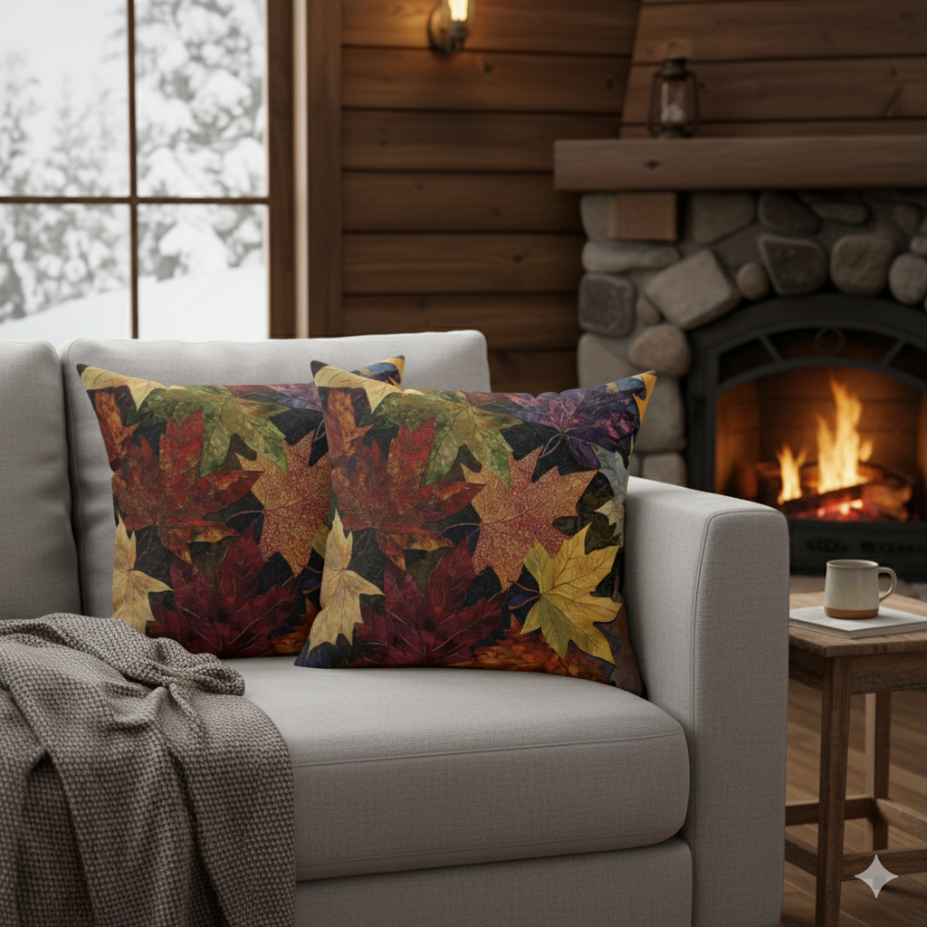 Autumn Leaves Decorative Pillow — Fall Leaf Throw Cushion