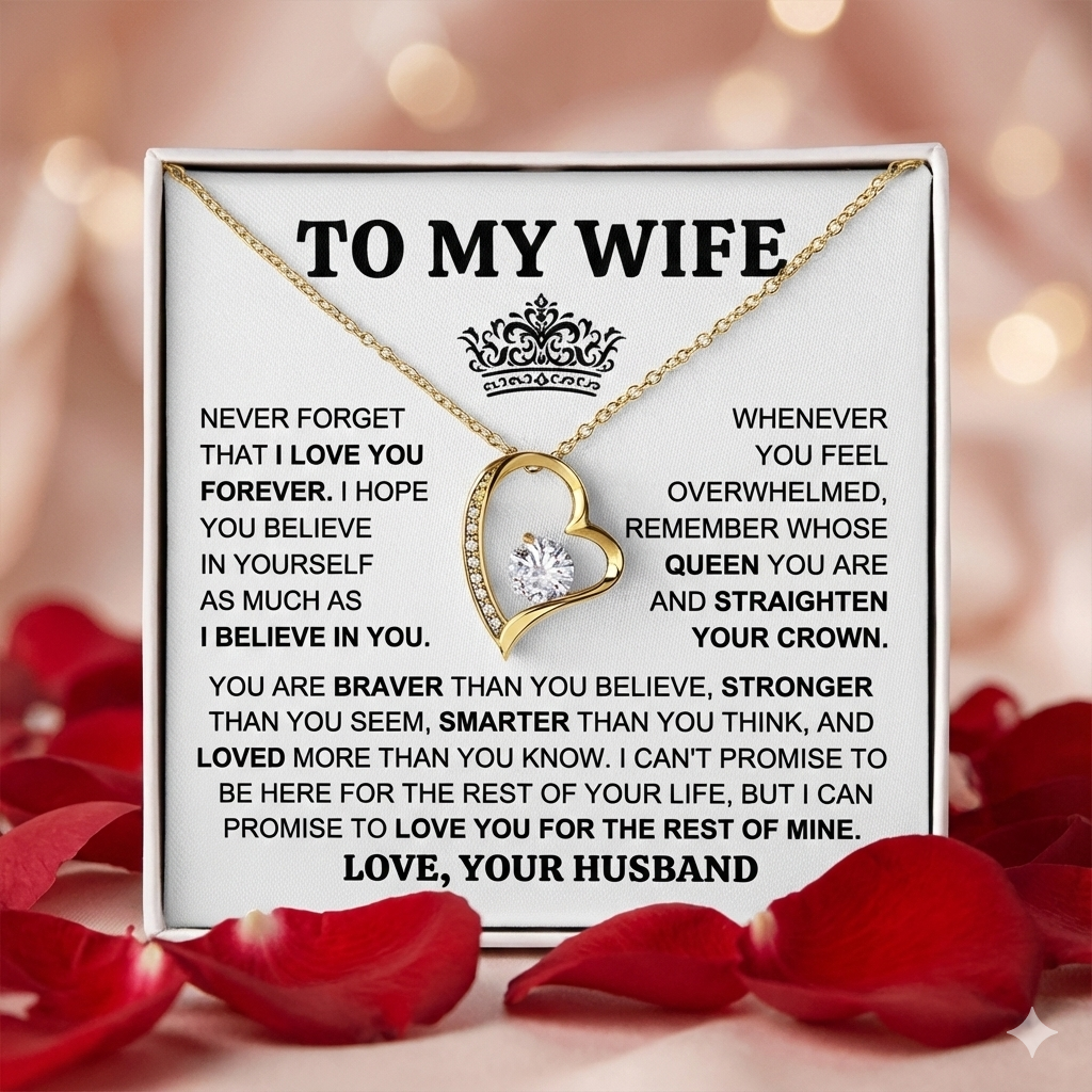 Gift for Wife "You Are My Queen" Forever Love Necklace