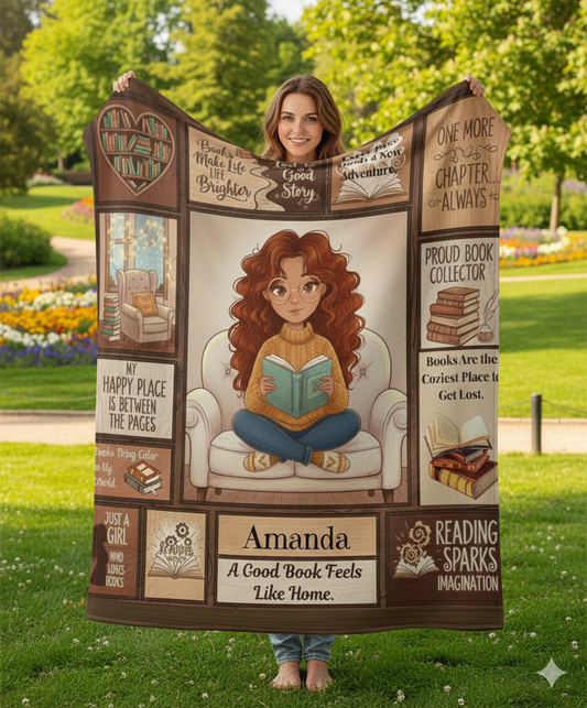 Personalized Book Lover Blanket, Just A Girl Who Loves Books, Gift for Her