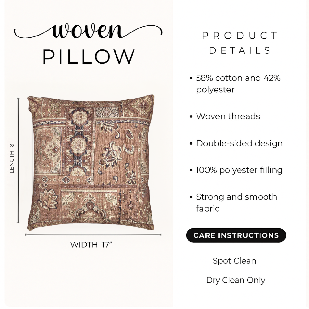 Bohemian Woven Pillow | Cozy Throw Pillow for Sofa, Bed, Living Room