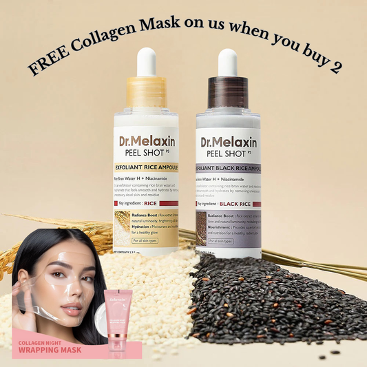 NavaGlow Dr. Melaxin Rice Peel Ampoule - Buy 2 Get FREE Collagen Mask