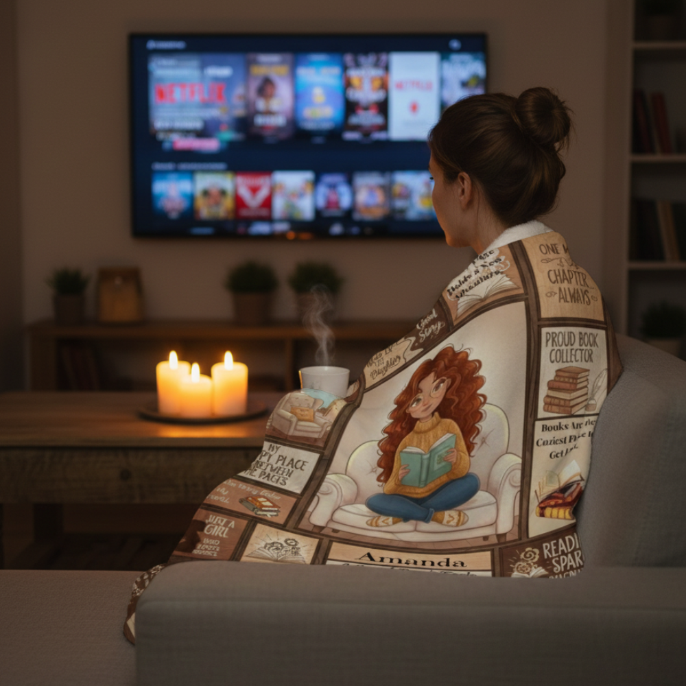 Personalized Book Lover Blanket, Just A Girl Who Loves Books, Gift for Her