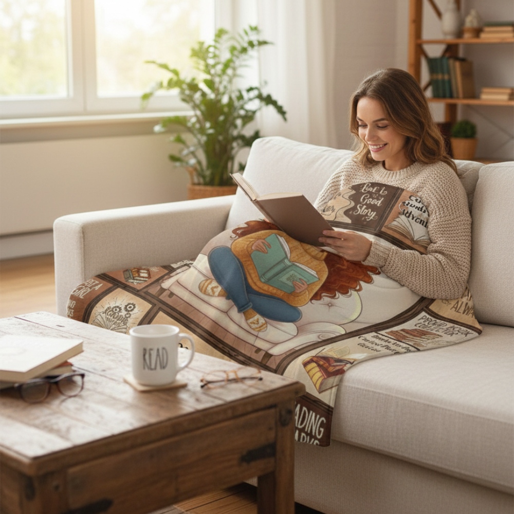 Personalized Book Lover Blanket, Just A Girl Who Loves Books, Gift for Her