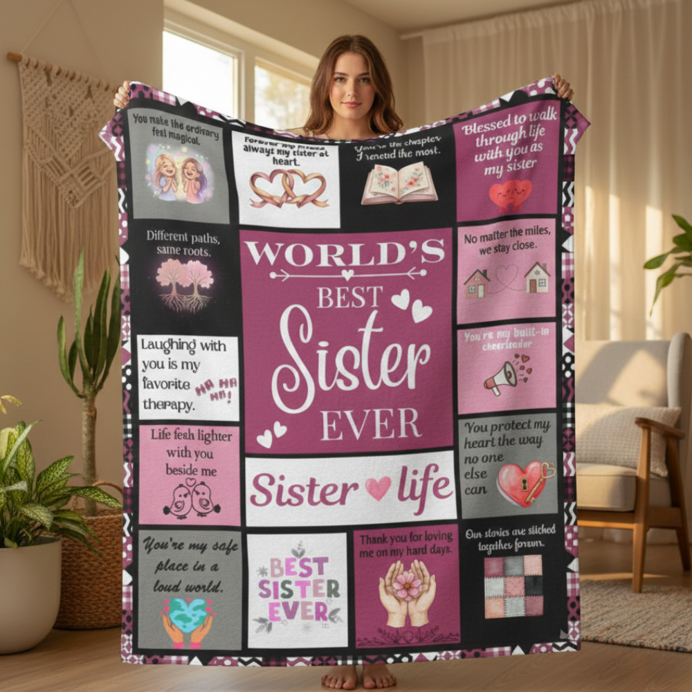 Sister Tribute Blanket, Sentimental Gift for Sister, World's Best Sister Blanket