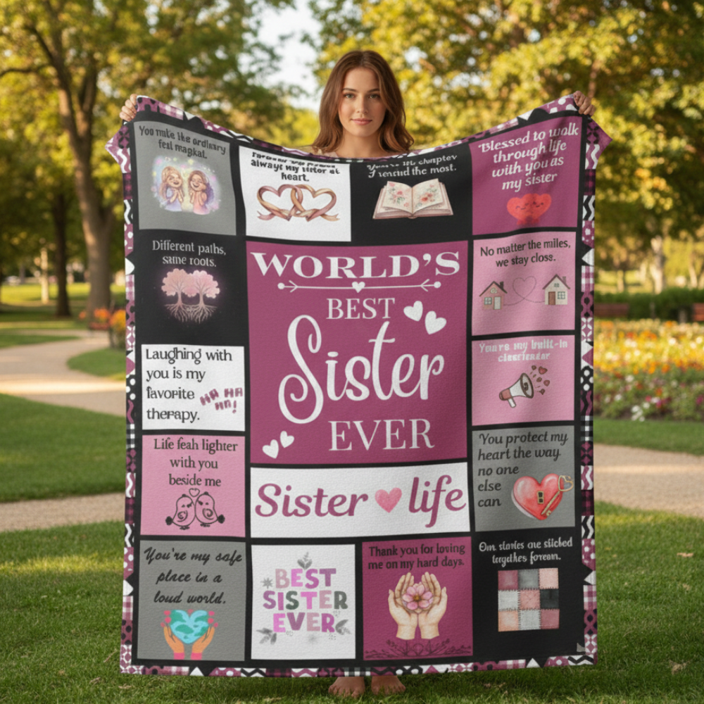 Sister Tribute Blanket, Sentimental Gift for Sister, World's Best Sister Blanket