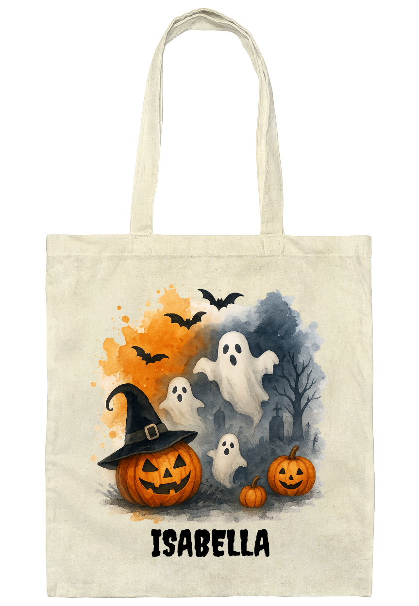 Custom Halloween Name Tote Bag, Trick Or Treat Tote Bag, Personalized Halloween Bag, Candy Tote Bags, Kids Spooky Candy Bags, Halloween Gift