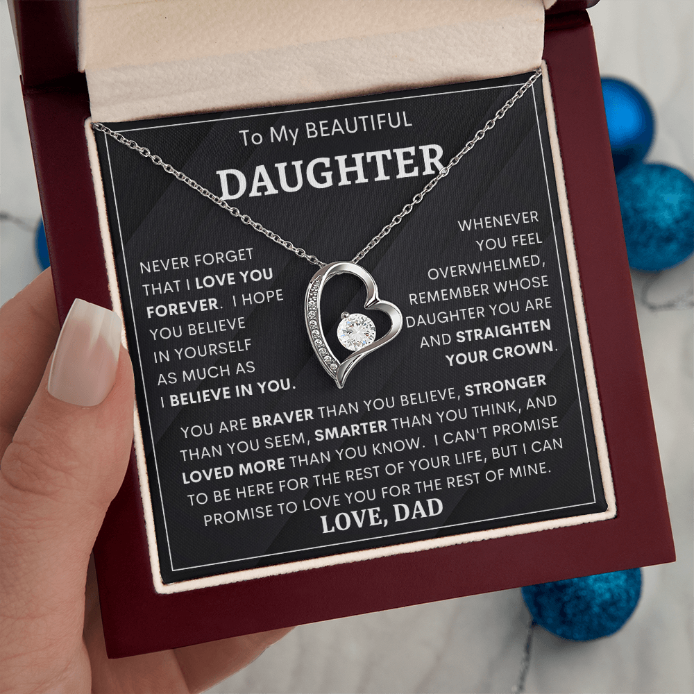 Heartfelt Gift for Daughter from Dad – “Never Forget That I Love You Forever” Necklace