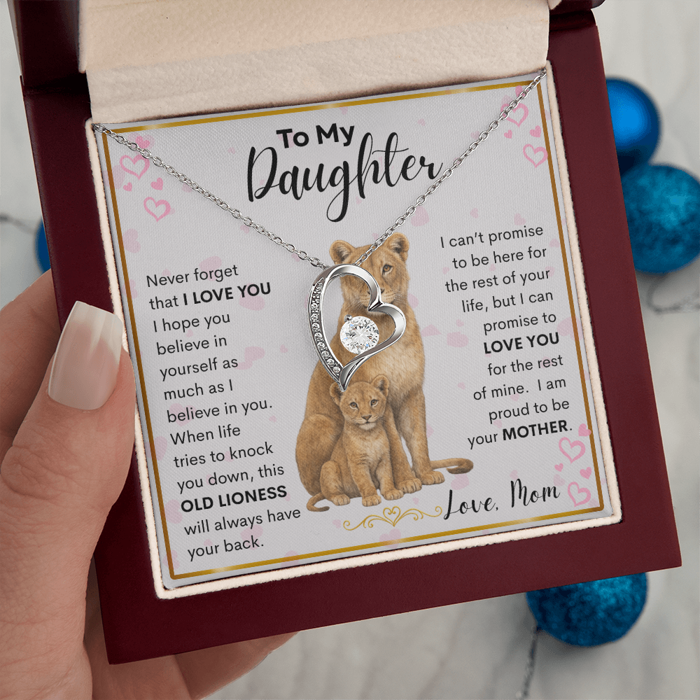 Gift for Daughter "Never Forget" Forever Love Necklace