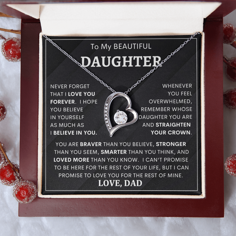Heartfelt Gift for Daughter from Dad – “Never Forget That I Love You Forever” Necklace
