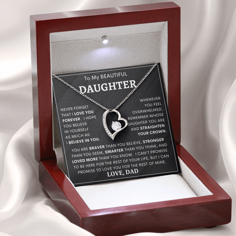 Heartfelt Gift for Daughter from Dad – “Never Forget That I Love You Forever” Necklace