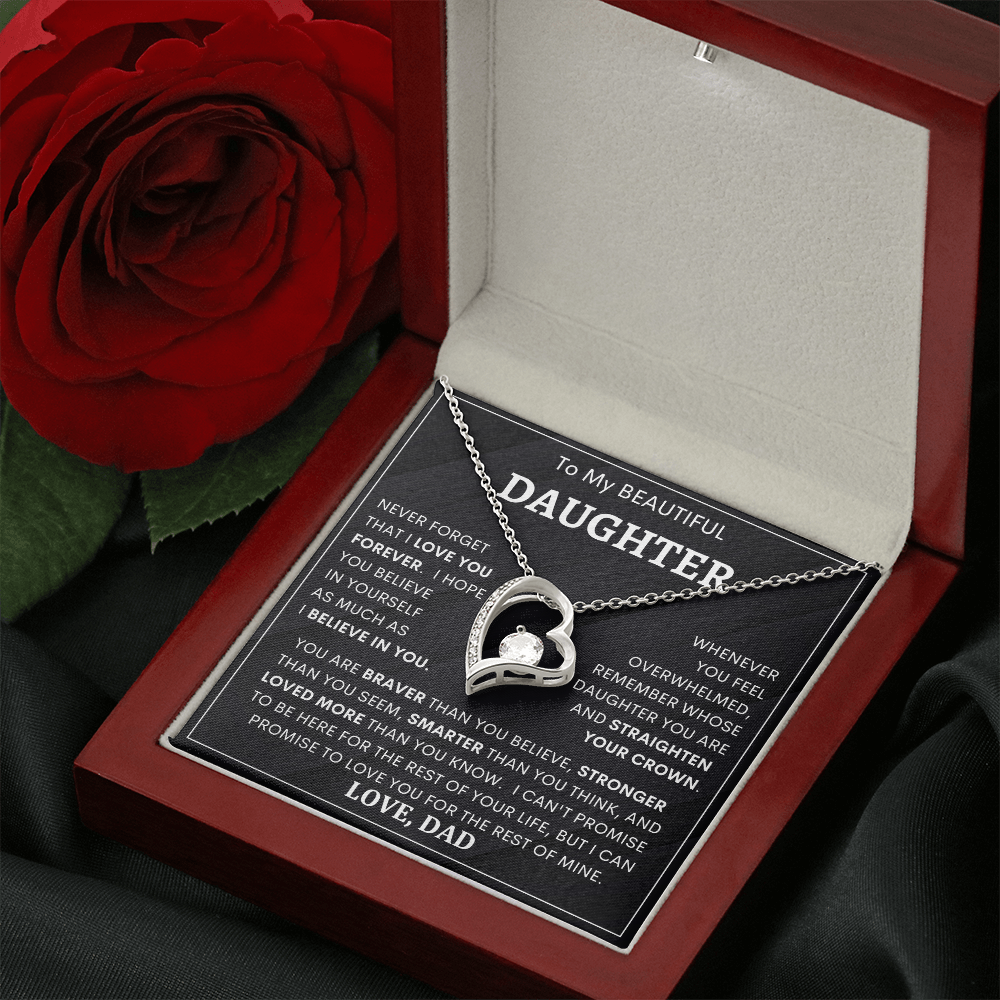 Heartfelt Gift for Daughter from Dad – “Never Forget That I Love You Forever” Necklace