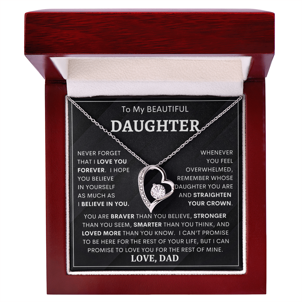 Heartfelt Gift for Daughter from Dad – “Never Forget That I Love You Forever” Necklace
