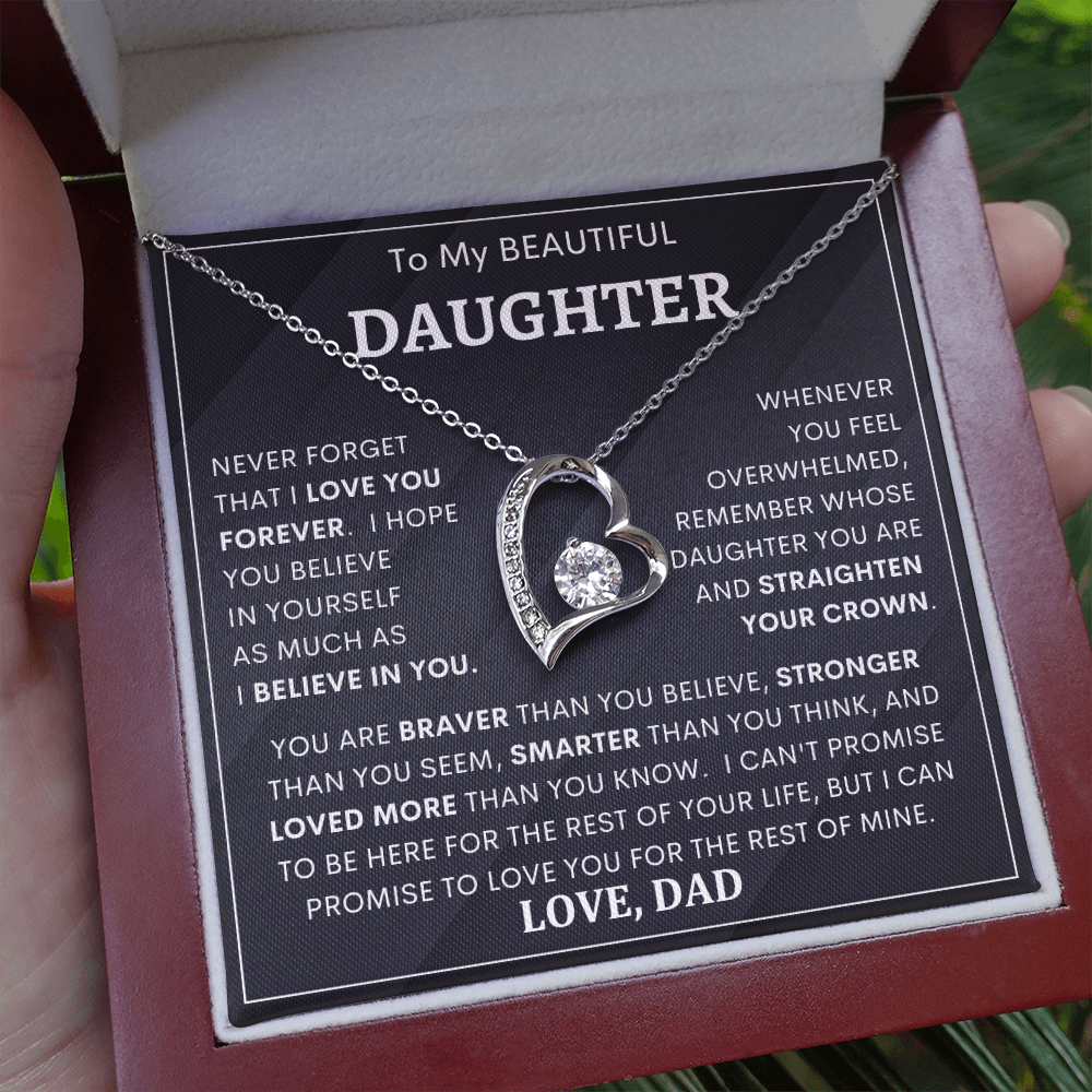 Heartfelt Gift for Daughter from Dad – “Never Forget That I Love You Forever” Necklace