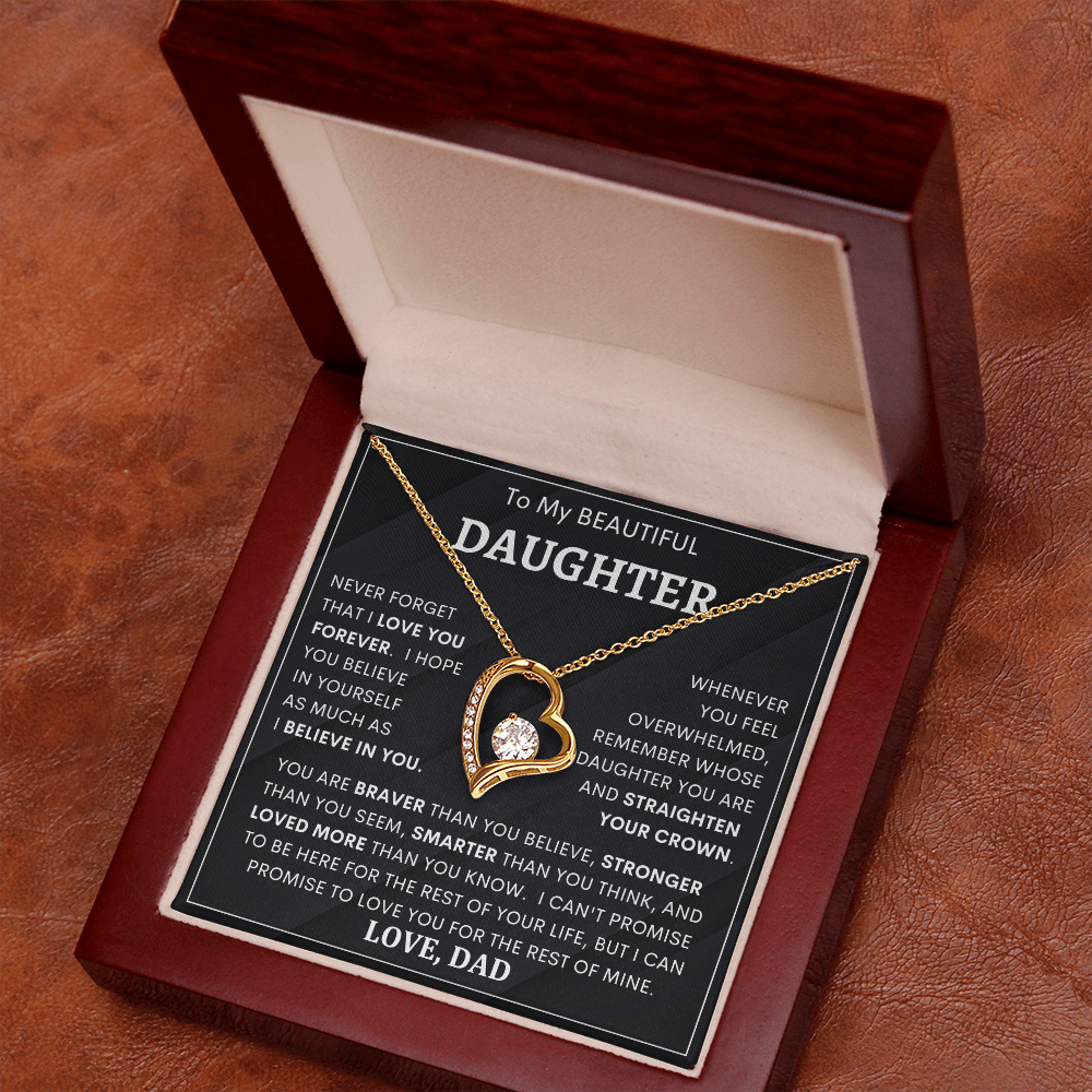 Heartfelt Gift for Daughter from Dad – “Never Forget That I Love You Forever” Necklace