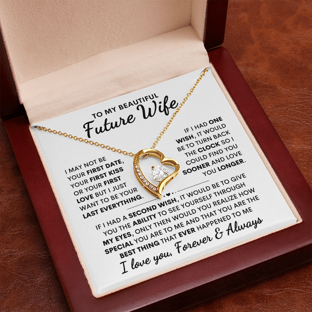 Future Wife Gift, "First Date First Kiss" Heart Necklace